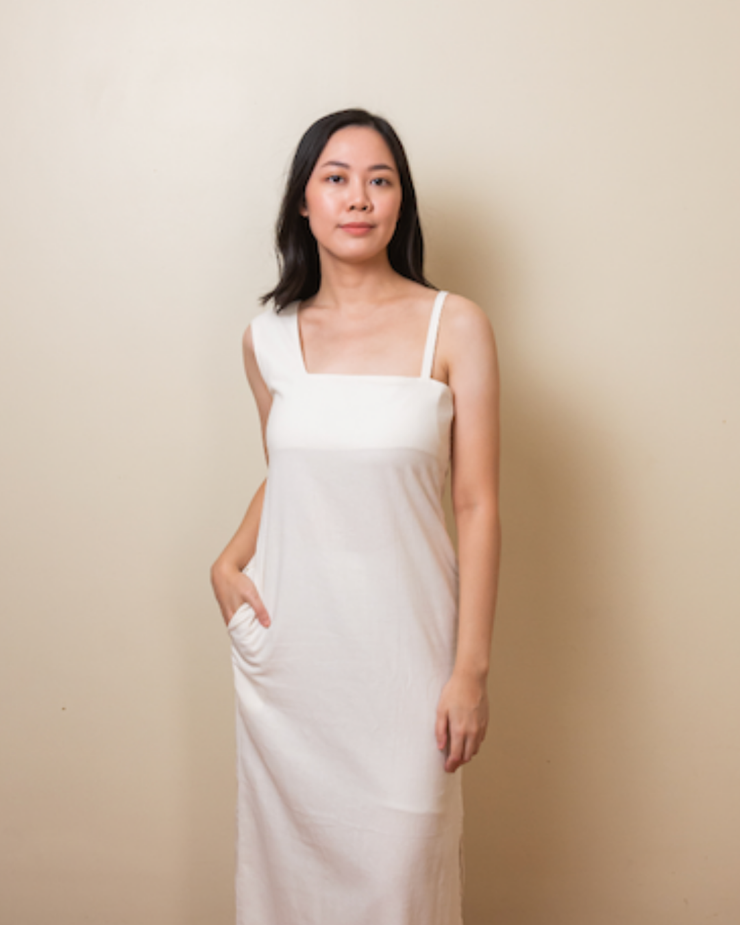 The Accent Strap Dress - Milk